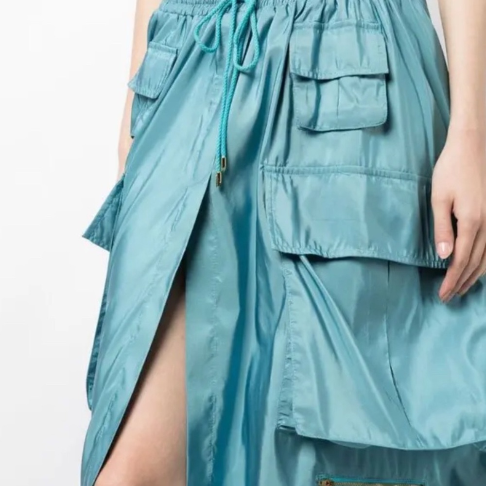 Cynthia Rowley Teal Taffeta Cargo Skirt M. NWT - Picture 4 of 13